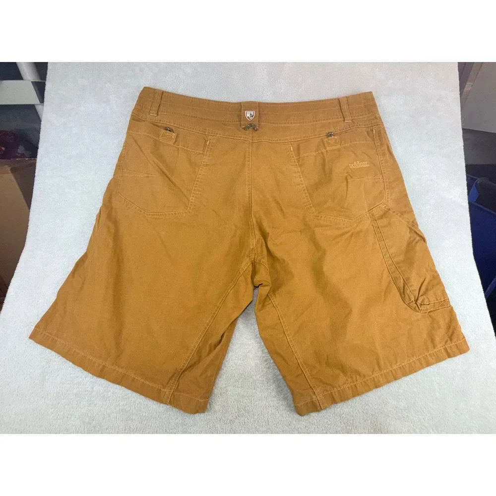 KUHL Mens Size 40 Vintage Patina Dye Cargo Shorts Mustard Brown Outdoor Hiking